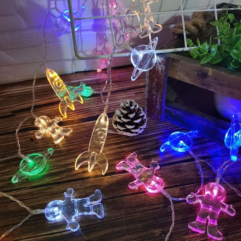 LED String Lights Space Astronaut Battery Operated Fairy Light 2M 10LEDs Rocket Planet Lamp Room Holiday Party Home Room Decoration Gifts For Kids4