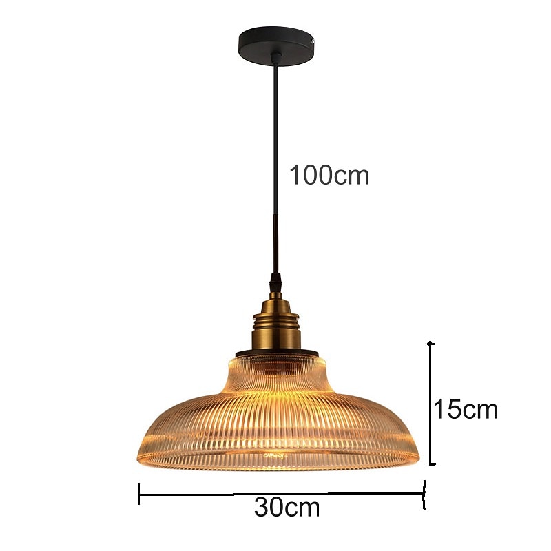 30cm LED Pendant Light Glass Metal Vintage Style Country Lights Transparent Lampshade Bar Cafes Dining Room Kitchen Living Room Light 	110-120V 220-240V4