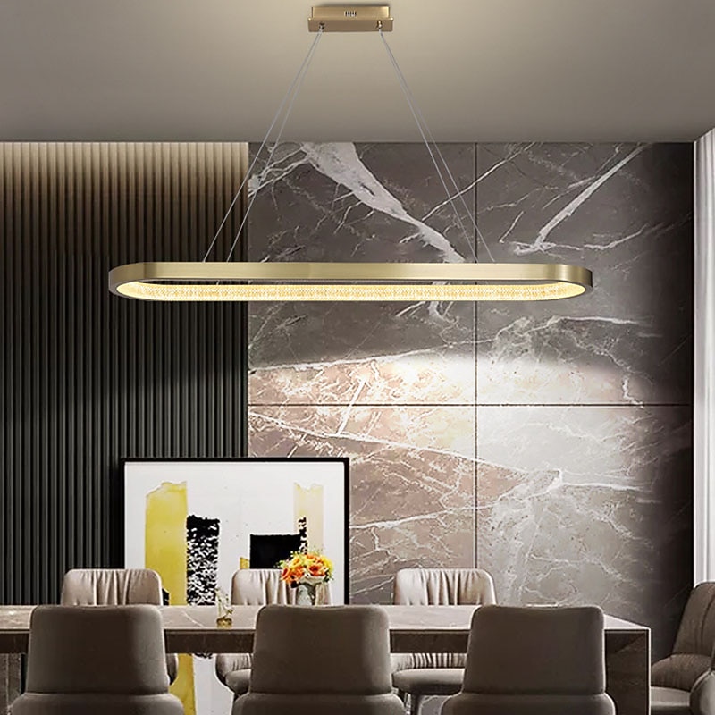 LED Pendant Light Kitchen Island Light Modern Nordic Gold Circle 90cm Metal Electroplated 110-120V 220-240V2