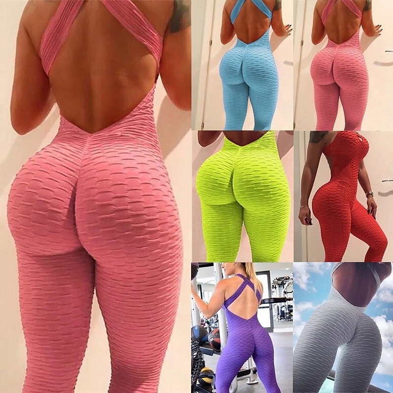 Women's Yoga Suit Tracksuit Tiktok Scrunch Butt Criss Cross Yoga Fitness Gym Workout High Waist Bodysuit Romper Sports Butt Lift Tummy Control 4 Way Stretch Quick Dry High Elasticity Sports2