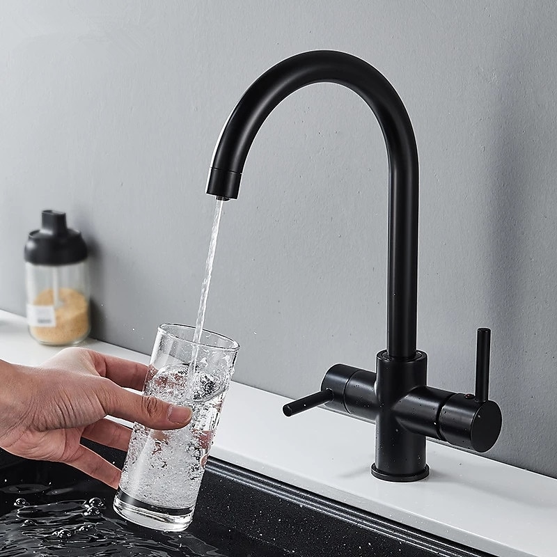 Kitchen faucet - Single Handle Two Holes Electroplated Purified water Centerset Antique Kitchen Taps