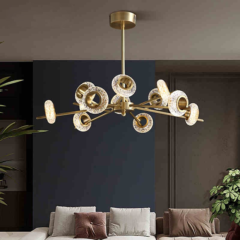 LED Pendant Light Chandelier Modern Gold 6 8 10 12 Heads Ring Design Copper Globe Brass Modern 220-240V 110-120V