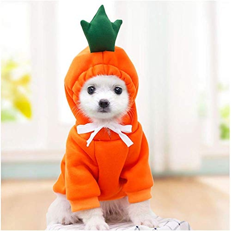 Dog Hoodie Clothes- Dog Basic Sweater Coat Cute Carrot Shape Warm Jacket Outdoor Pet Cold Weather Clothes Outfit Outerwear for Small Dogs Cats Puppy Small Animals