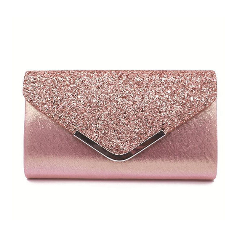 Women's Sliver Glitter Clutch Purse with Chain Strap for Parties and Weddings2