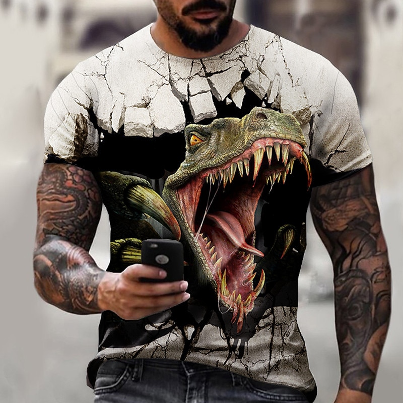Men's Graphic Dinosaur Shirt T Shirt Tee Short Sleeve T shirt 3D Print Crew Neck Shirt Designer Basic Slim Fit Casual Daily Weekend White Blue Green Summer Clothing Apparel Plus Size S M L XL XXL 3XL2