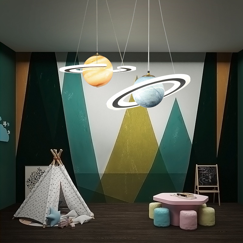 LED Pendant Light Planet Design 45 cm Lantern Desgin Bedroom Light Metal Painted Finishes Modern 220-240V 110-120V4