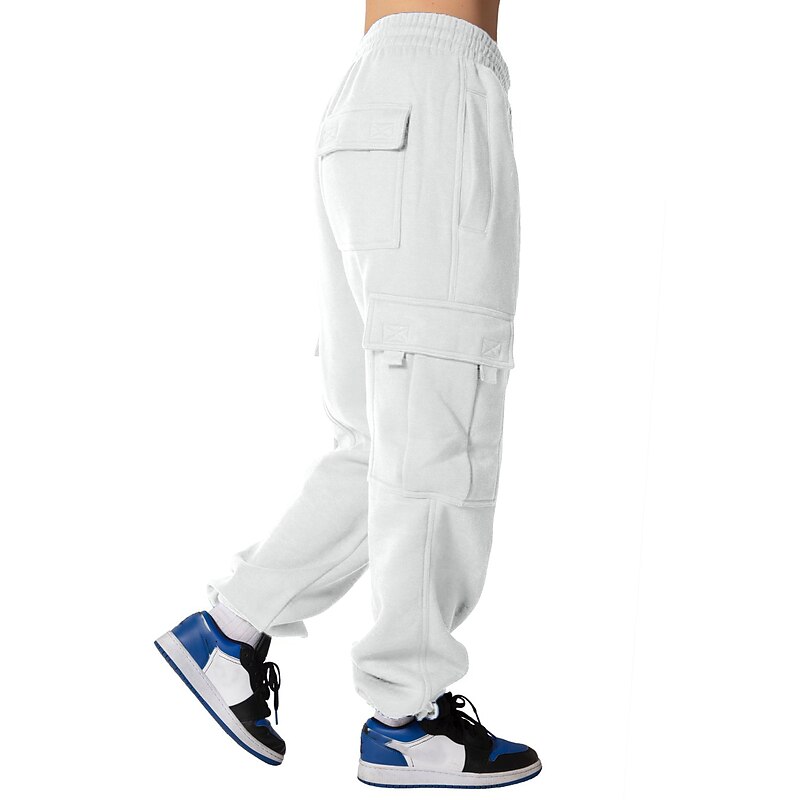 Women's Joggers Cargo Pants Drawstring Baggy Bottoms Athletic Athleisure Winter Breathable Soft Sweat wicking Gym Workout Running Jogging Sportswear Activewear Solid Colored Black White Army Green3