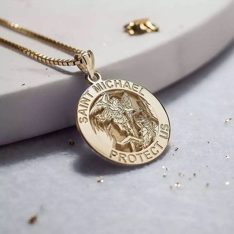 saint michael pendant necklace archangel catholic medal amulet protect us necklace for women men2