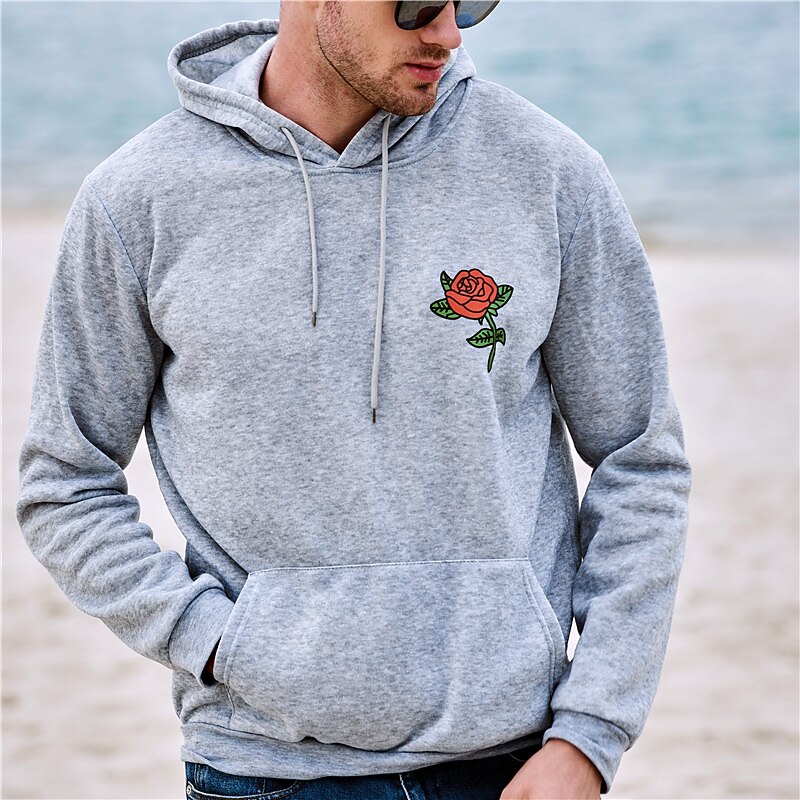 Men's Floral Print Long Sleeve Sweatshirts  Hooded Vintage Cool Casual Winter Black White Yellow Clothing Apparel Designer Plus Size S M L XL 2XL 3XL4