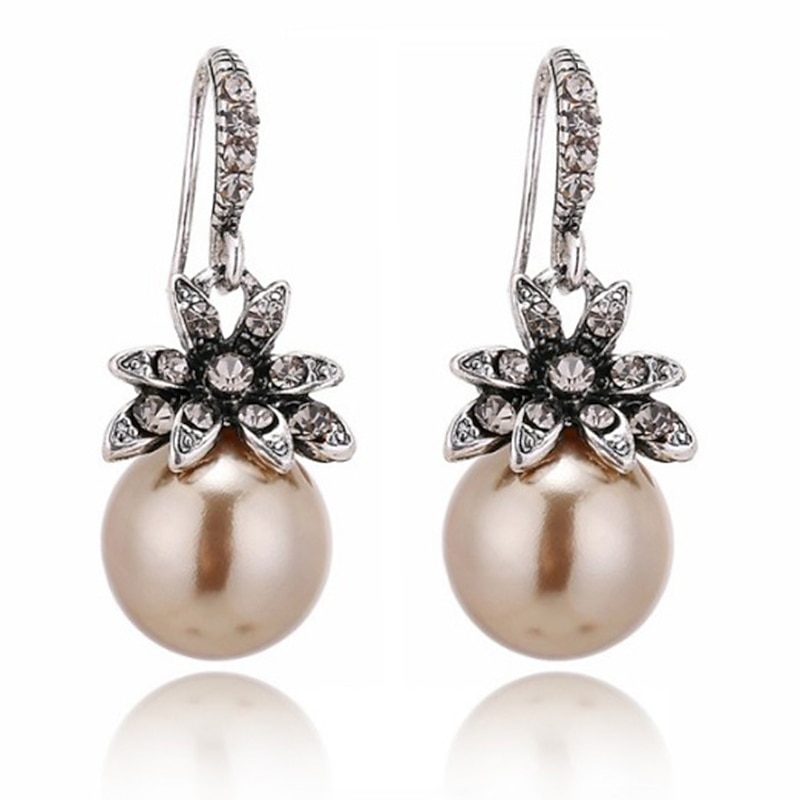 imitation pearl drop earrings natural stone round bead dangle earrings for women fashion jewelry gift¡­ (i:silver)2