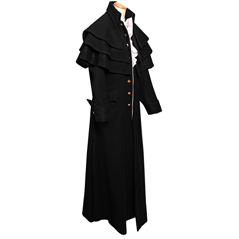 Punk & Gothic Medieval Renaissance Coat Outerwear Prince Nobleman Solid Colored Fancy Dress Men's Performance Party Festival Adults' Coat