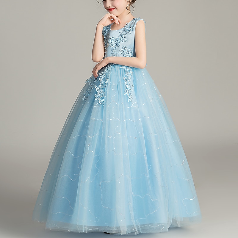 Kids Girls' Flower Girl Dress Dress Flower Sleeveless Wedding Party Bow Princess Sweet Polyester Maxi Pink Princess Dress Flower Girl's Dress Summer 4-13 Years White Pink Wine3