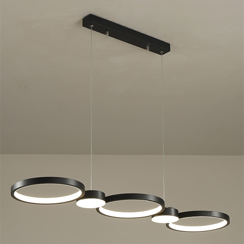 LED Pendant Light Kitchen Island Light Circle Ring Design Black 95 cm Chandelier Metal Artistic Style Modern Style Stylish Painted Finishes 220-240V4