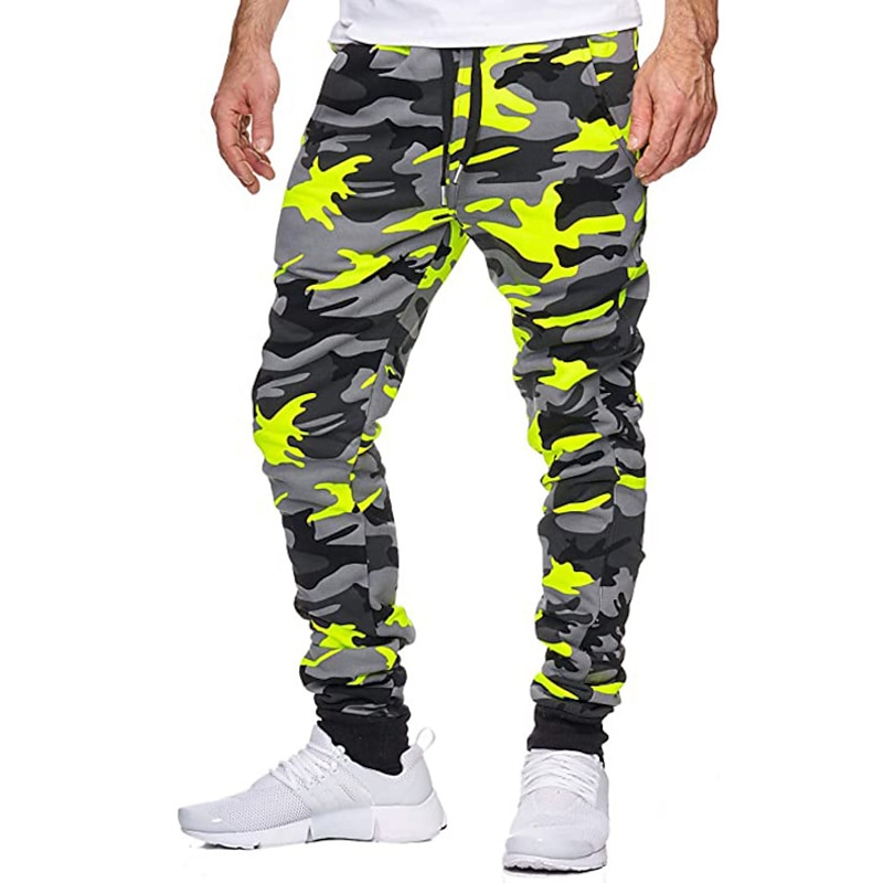 Men's Sweatpants Joggers Trousers Pants Trousers Camo Pants Elastic Waist Jacquard Camouflage Outdoor Full Length Casual Daily Cotton Streetwear Camouflage Blue Yellow camouflage Micro-elastic3
