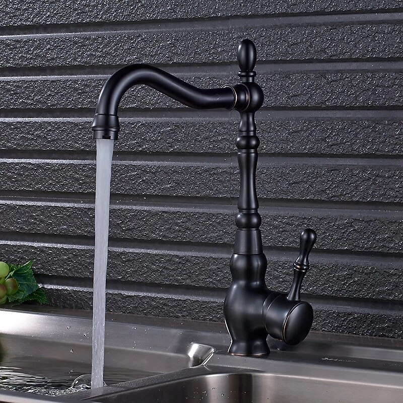 Kitchen faucet - Single Handle One Hole Oil-rubbed Bronze Standard Spout Centerset Antique Kitchen Taps with Soap Dispensor2