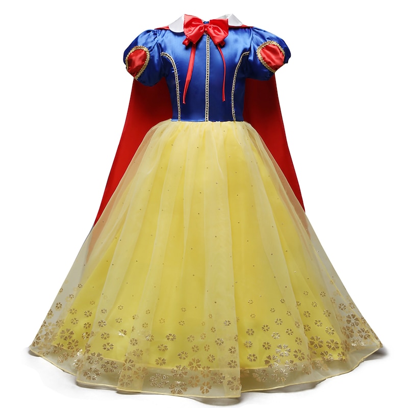Snow White Fairytale Princess Dress Party Costume Flower Girl Dress Girls' Movie Cosplay Vacation Costume Party RedYellow Dress Christmas Children's Day New Year Polyester World Book Day Costumes