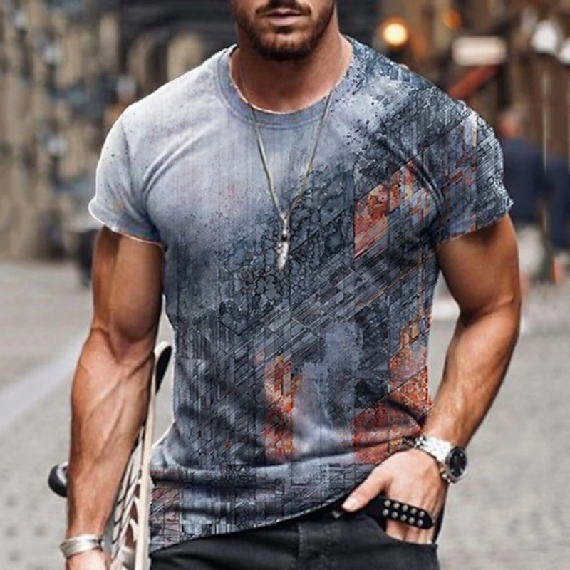 Men's Graphic T Shirt Tee Distressed T Shirt Short Sleeve T shirt 3D Print Crew Neck Shirt Vintage Designer Basic Casual Daily Weekend A B C Summer Clothing Apparel Plus Size S M L XL XXL 3XL 4XL2