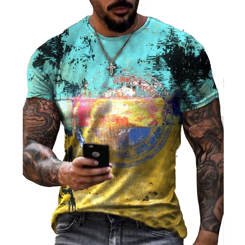 Men's Unisex Graphic Prints Poker Shirt T Shirt Tee Short Sleeve T shirt 3D Print Round Neck Shirt Designer Casual Big and Tall Daily Holiday Light Yellow Red / White Yellow Summer Clothing Apparel3
