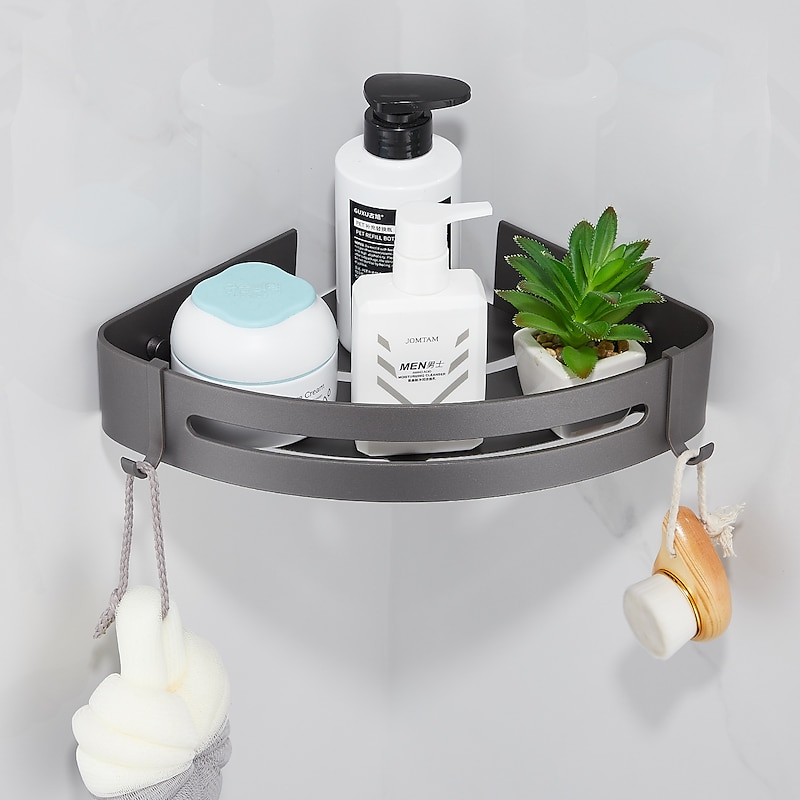 Bathroom Accessory Set,Bathroom Hardware Space Aluminium Wall Mounted Gun GreyTowel Rack /Corner Shelf/Robe Hook/Toilet Paper Holder/Towel Bar/Toilet Brush Holder4