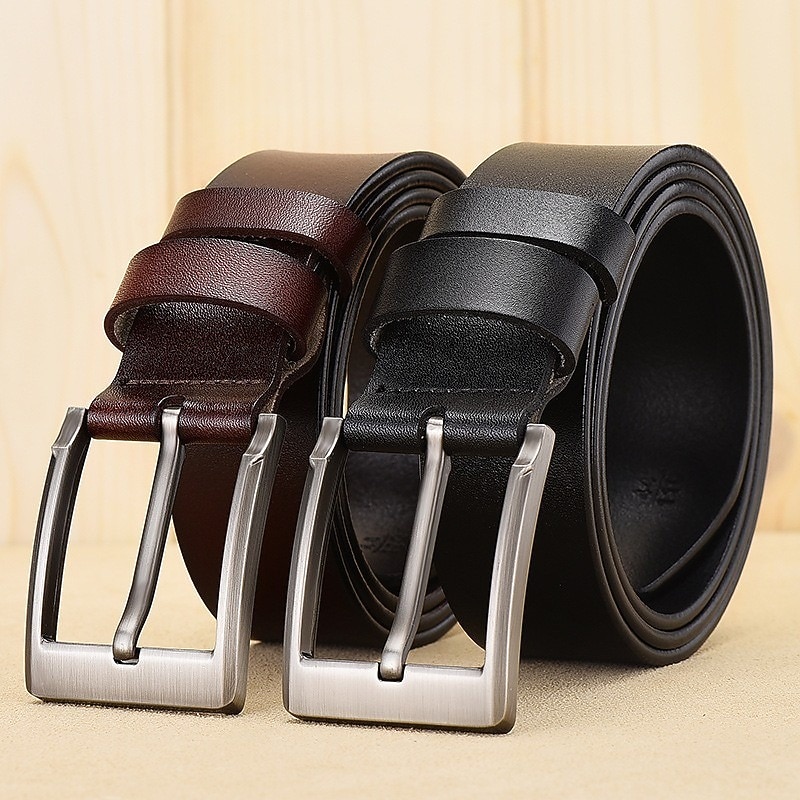 Men's Belt Faux Leather Belt Frame Buckle Black Brown Leather Fashion Party Work Solid Colored4