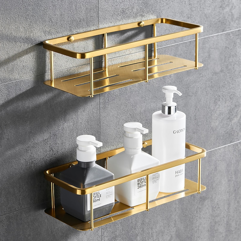 Shower Caddy Rectangle Bathroom Shelf for Washing Supplies, Bath Fixture, Wall Mounted New Design Creative Contemporary Modern 304Stainless Steel, Matte Black, Brushed Nickel, Matte Gold, Chrome 1pc3