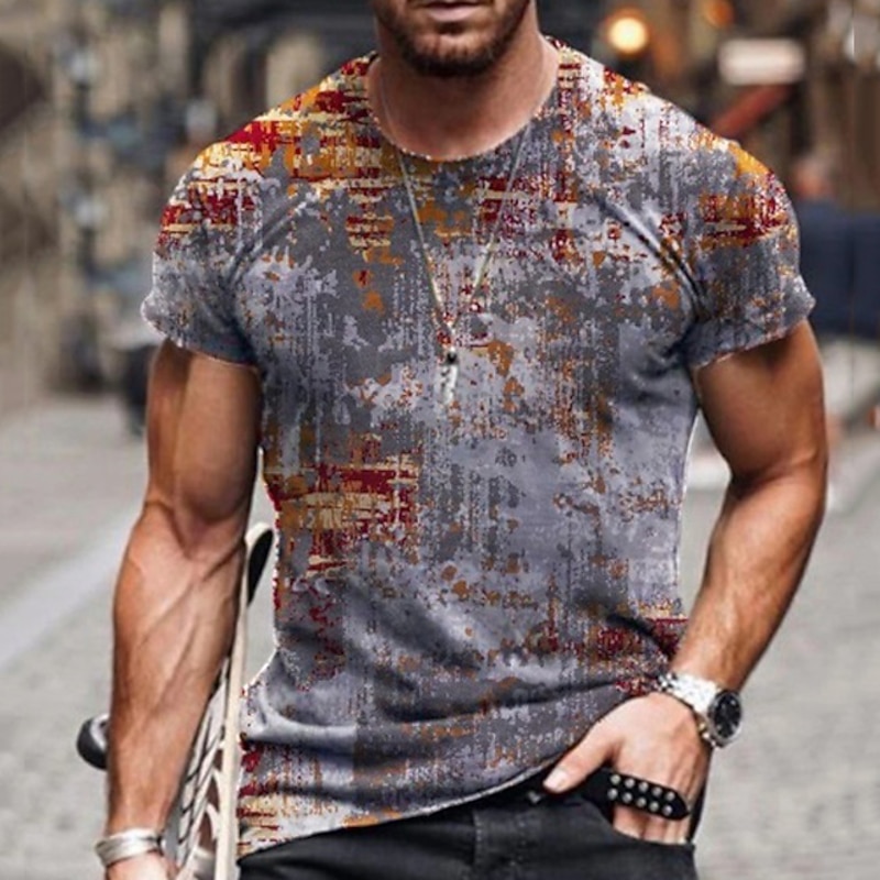 Men's Graphic T Shirt Tee Distressed T Shirt Short Sleeve T shirt 3D Print Crew Neck Shirt Vintage Designer Basic Casual Daily Weekend A B C Summer Clothing Apparel Plus Size S M L XL XXL 3XL 4XL4