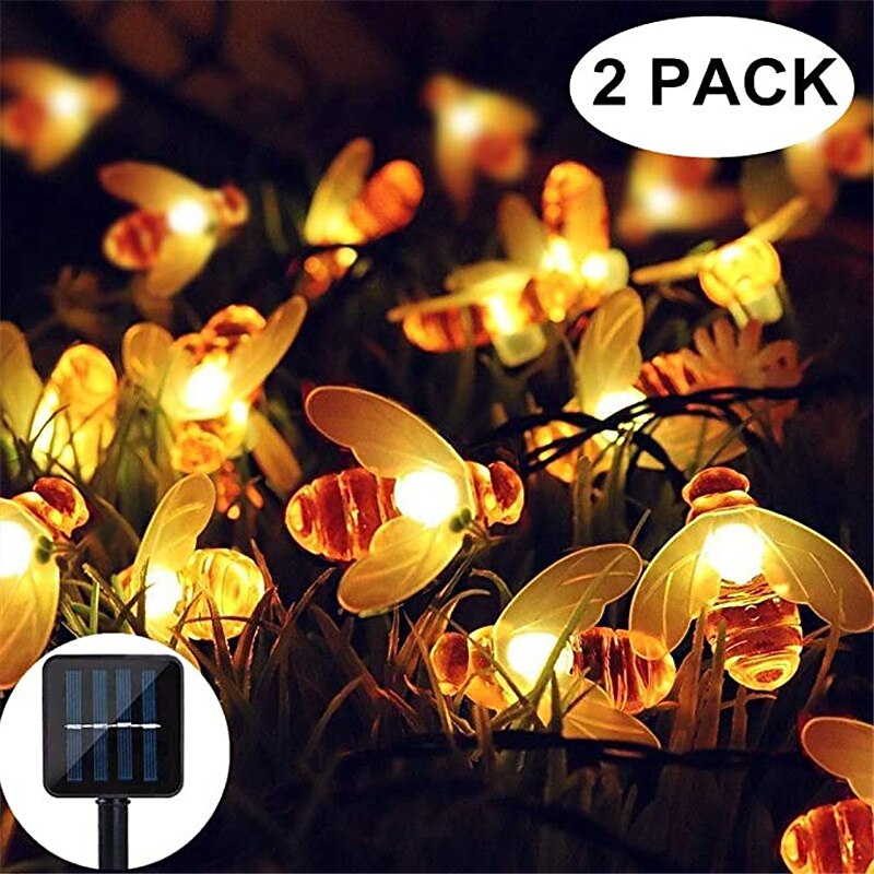 Solar String Lights Outdoor 2pcs 1pcs 8 Models Solar Powered Cute Honey Bee Led String Fairy Light 30leds 6.5m Bee Outdoor Garden Fence Patio Christmas Garland Lights3