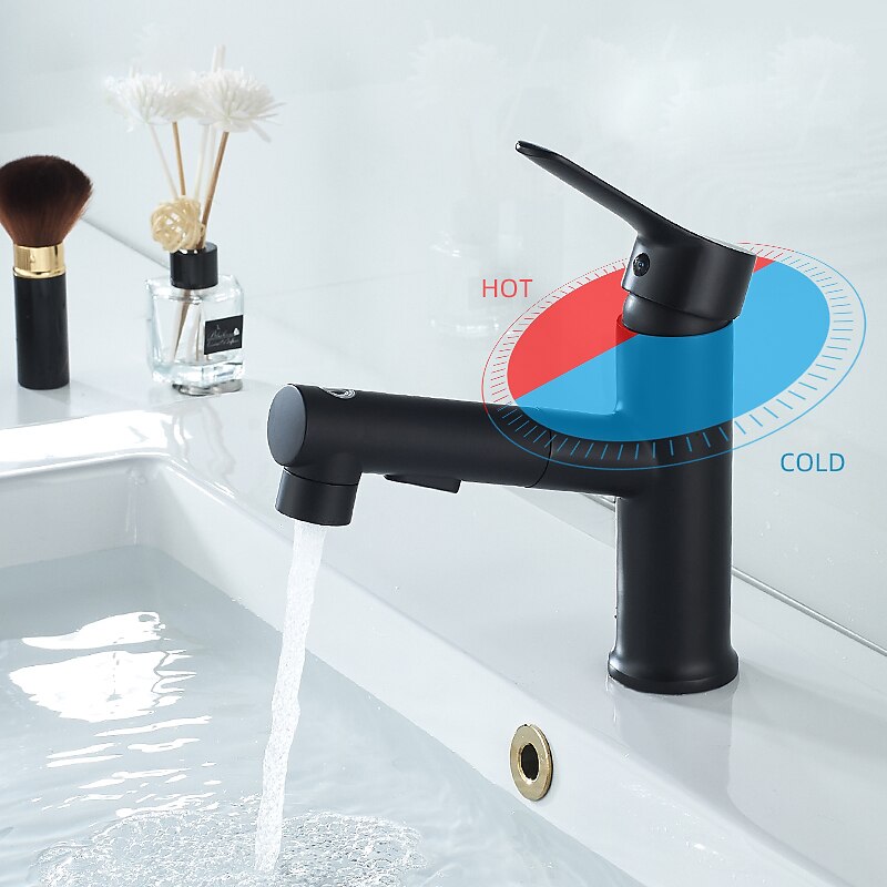Bathroom Sink Faucet - Pull out / Pullout Spray Electroplated / Painted Finishes Centerset Single Handle Two HolesBath Taps / Brass3