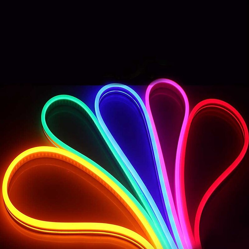 2m 6.6ft Neon Strip Lights 240LEDs 2835 SMD Warm White Colorful DIY Christmas New Year Bar Bedding Party Waterproof Cuttable Decorative 12V4