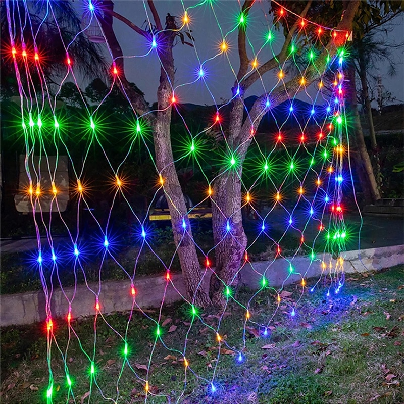 LED Net Night Lights 1.5x1.5M 3x2M 220V Wedding Christmas Fairy String Light Outdoor Waterproof Party Holiday Decor Mesh Lights with Tail Plug3