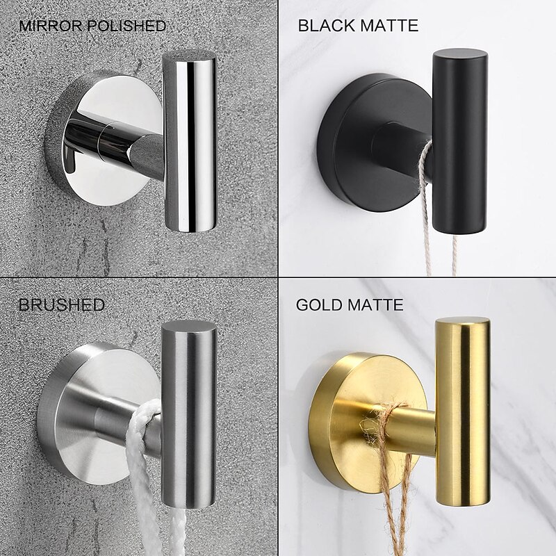 4pcs Robe Hooks,Bathroom Towel Hooks 304 Stainless Steel Wall Mounted Clothes Hooks For Bathroom/Kitchen4
