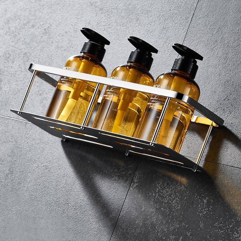 Bathroom Shelf for Wash Supplies, Bath Fixture, New Design Creative Contemporary Modern, Wall Mounted 304Stainless Steel, Triangle Rectangle 1pc4