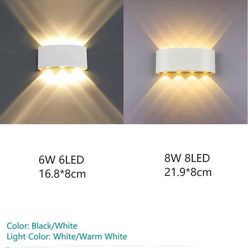 Outdoor LED Wall Lamp Waterproof 6W Up and Down Lighting Indoor Double-Head Curved Wall Light Modern Bedroom Warm White Light3