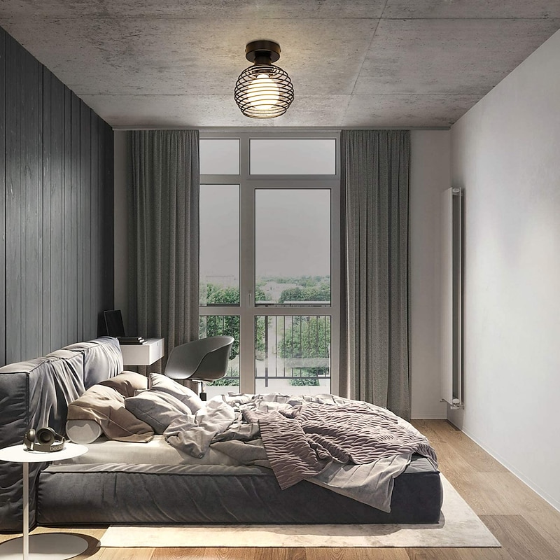 LED Ceiling Light Porch Light Corridor Light Modern Black 15cm Flush Mount Lights Metal Vintage Style Metal Geometrical Painted Finishes Country 220-240V 110-120V4