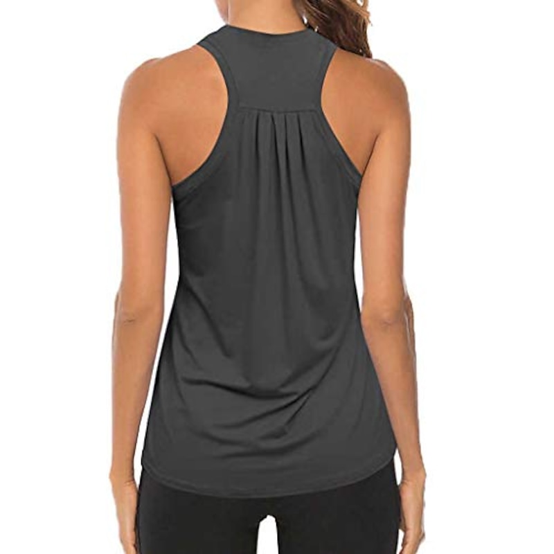 Racerback Workout Tops for Women Gym Exercise Yoga Shirts Loose  Active Wear Sleeveless Tanks Tunic Tee gray