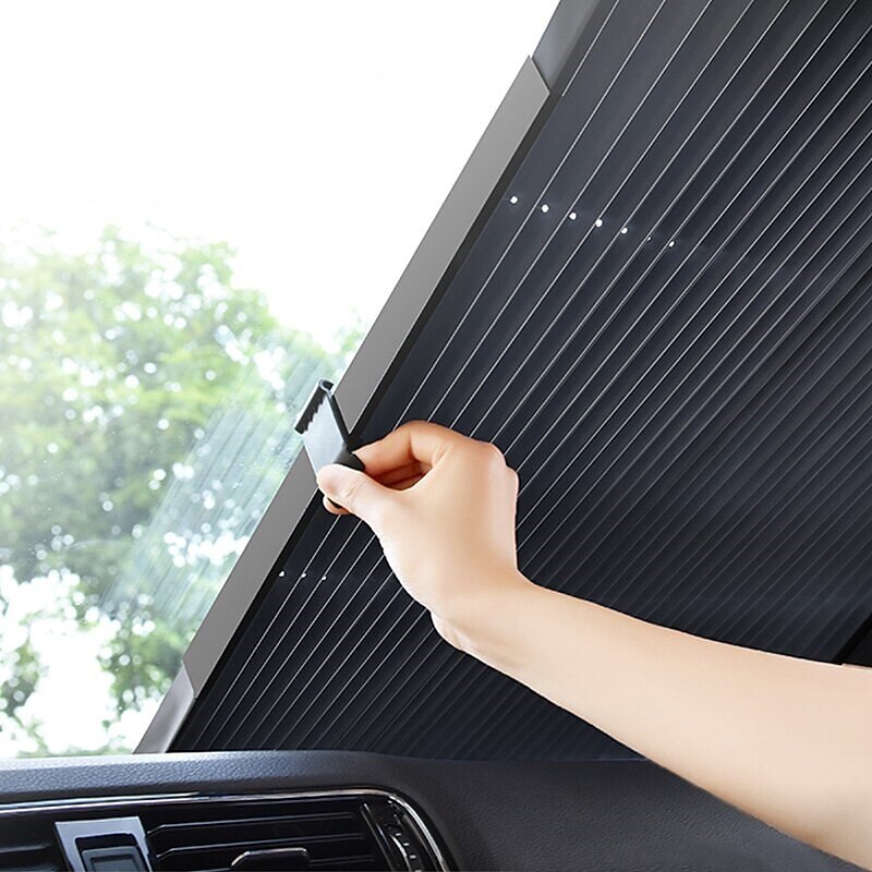 Retractable Windshield Sun Shade for Car Large Sun Visor Protector Blocks 99% UV Rays Sun-shading and Heat-Insulating Car Sun-shield Cover for Car Front Sunshade2
