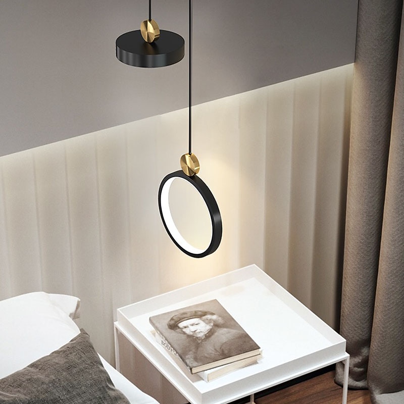 LED Pendant Light Modern Black Gold Bedside Light 20 cm Lantern Desgin Pendant Light Metal Painted Finishes Modern 220-240V 110-120V3