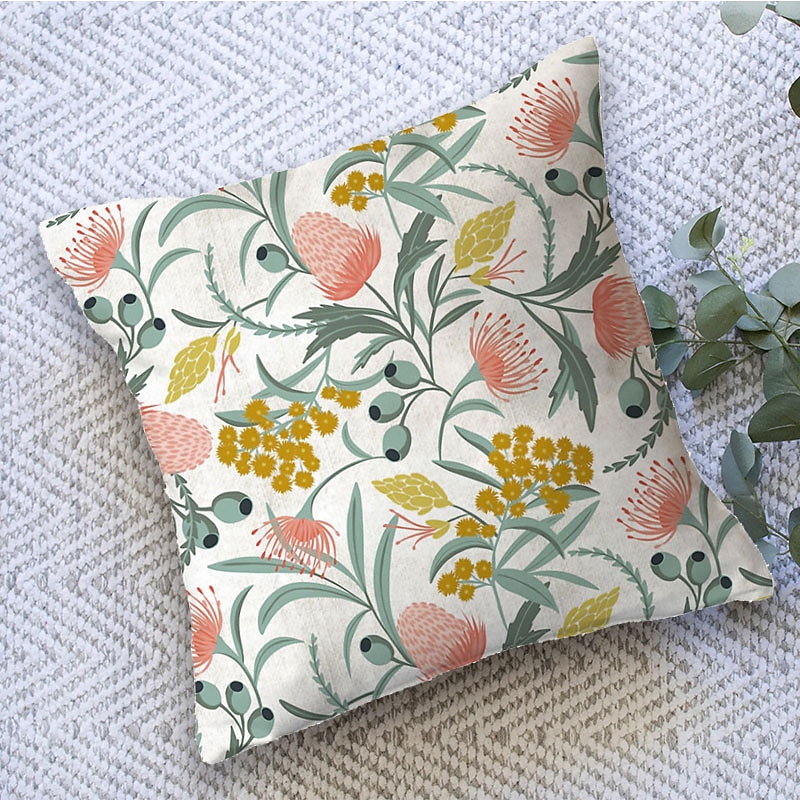 Floral Double Side Cushion Cover 1PC Soft Decorative Square Throw Pillow Cover Cushion Case Pillowcase for Bedroom Livingroom Superior Quality Machine Washable Outdoor Cushion for Sofa Couch Bed Chair Garden Theme2