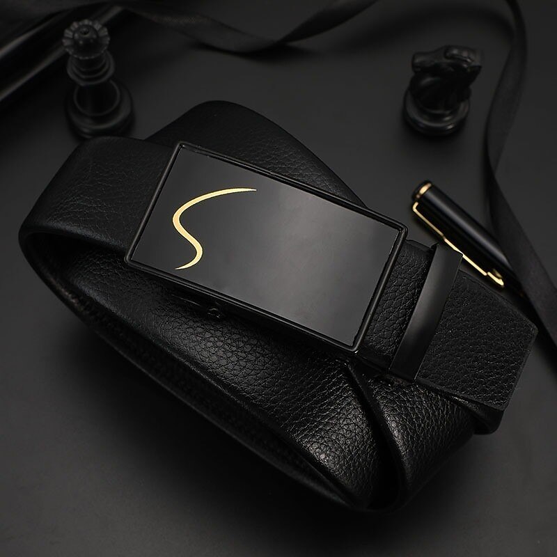 Men's Faux Leather Belt Ratchet Belt Black Red Faux Leather leatherette Fashion Party Work Solid Color Office / Career Daily Wear3