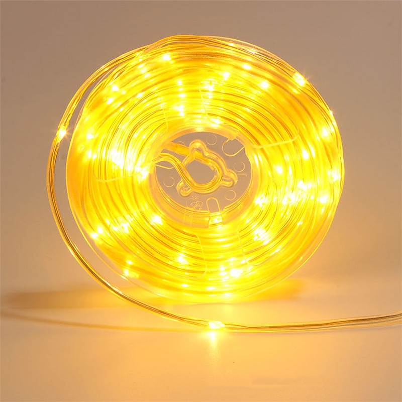 Solar Power String Light 20M 30M 50M with Remote Control Thanksgiving Christmas Outdoor Party Garden Decoration Fairy Lights Plug-in Dual Purpose Gypsophila Copper Wire Lights Set 24V2