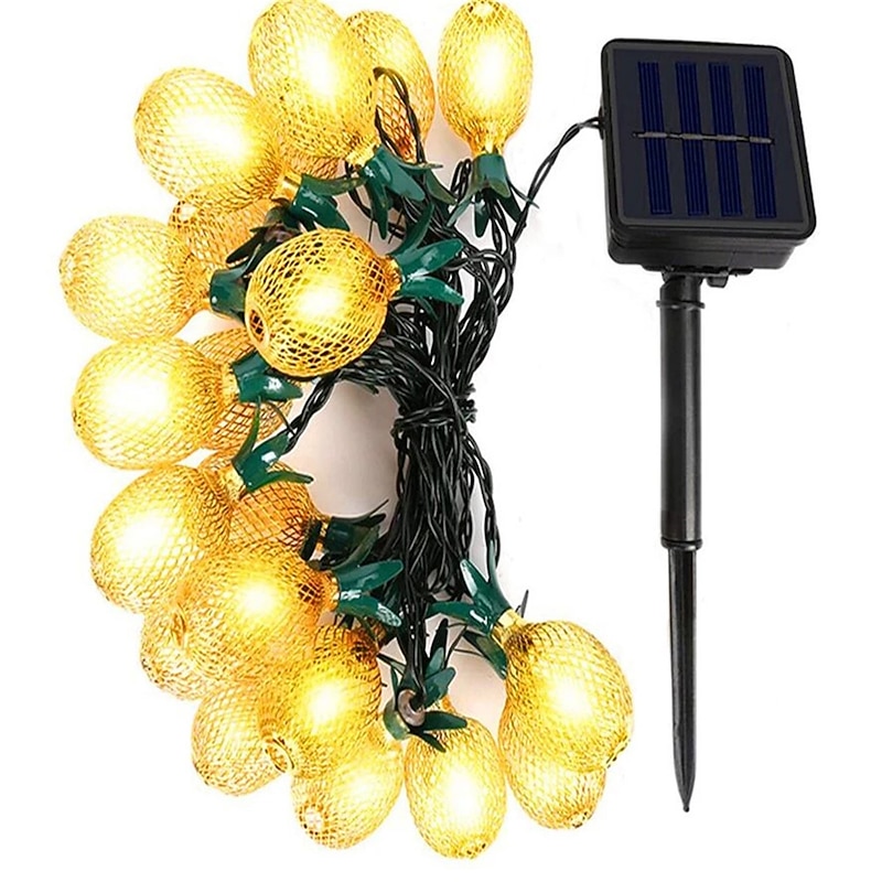 Solar Lights Outdoor LED Pineapple Shaped String Lights 7M 30LED Fairy Lights for Patio Home Wedding Party Bedroom Birthday Hawaiian Tropical Tiki Decoration (Warm White)2