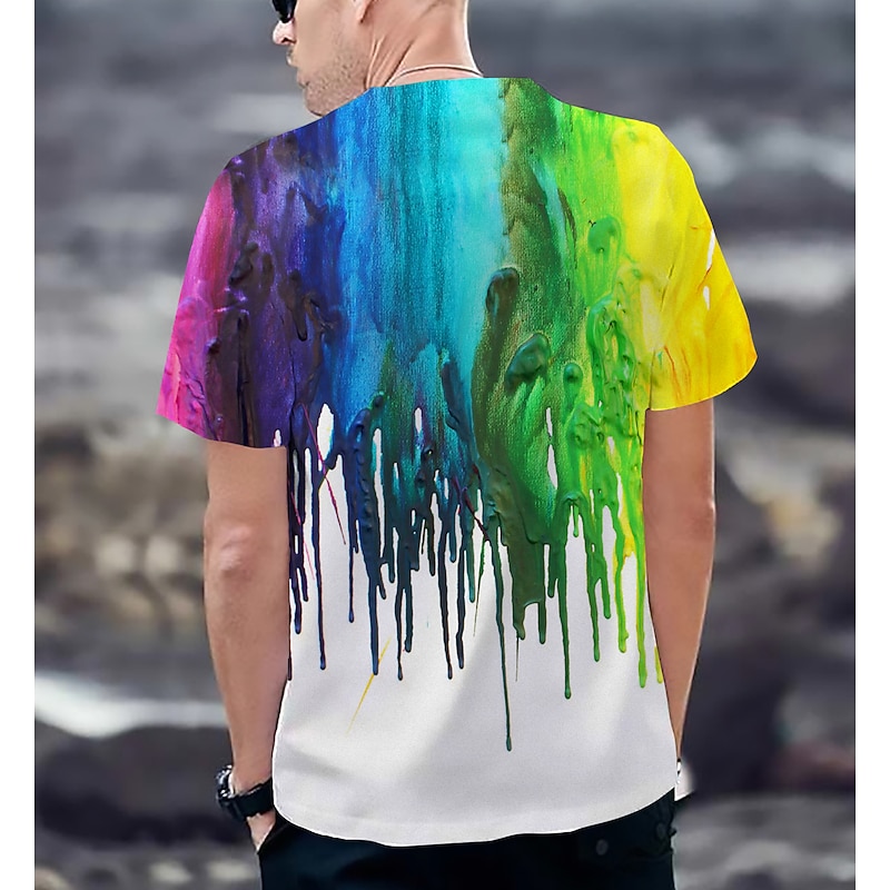 Men's Graphic Rainbow Mixed Color Shirt T Shirt Tee Short Sleeve T shirt 3D Print Round Neck Shirt Active Daily Sports Weekend White Spring & Summer Clothing Apparel Plus Size S M L XL XXL 3XL2