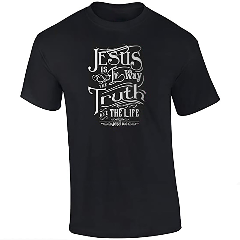 Men's Graphic T-Shirt - Jesus Is The Way The Truth And The Life John 14:6 Christian Faith Religious Scripture Tee