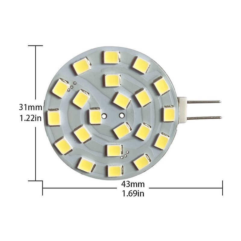 10pcs 2W G4 LED Disc Bi-pin Light Bulb 200lm 21LED SMD2835 Warm White 20W Halogen Equivalent for Puck Lights in RV Trailers Campers Automotive Lighting 12-24V2