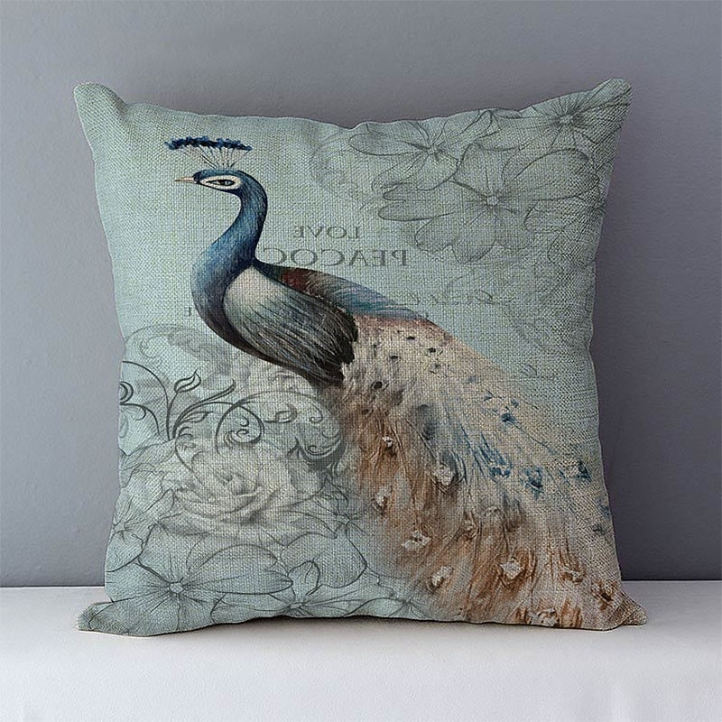 Vintage Peacock Double Side Cushion Cover 1PC Soft Throw Pillow Cover Pillowcase for Sofa Bedroom Livingroom Superior Quality Machine Washable4