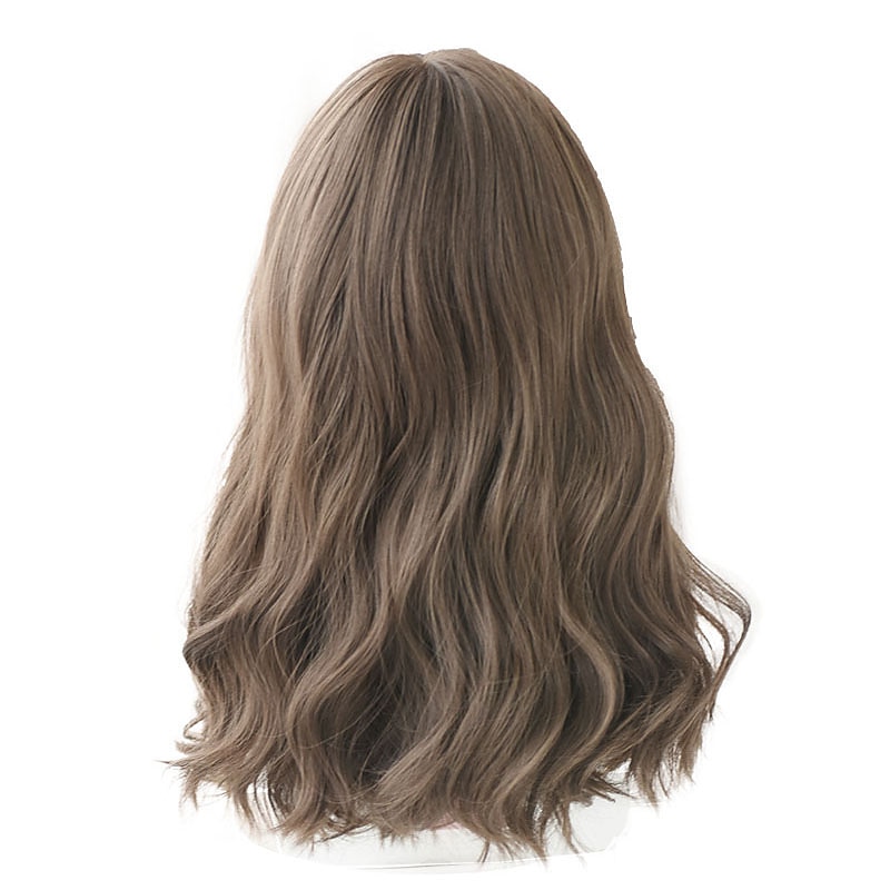 Light Blonde Synthetic Wigs For Women Realistic Long Pastel Brown Grey Wigs With Bangs Medium Wavy Lolita Cosplay Wig Christmas Party Wigs barbiecore Wigs3
