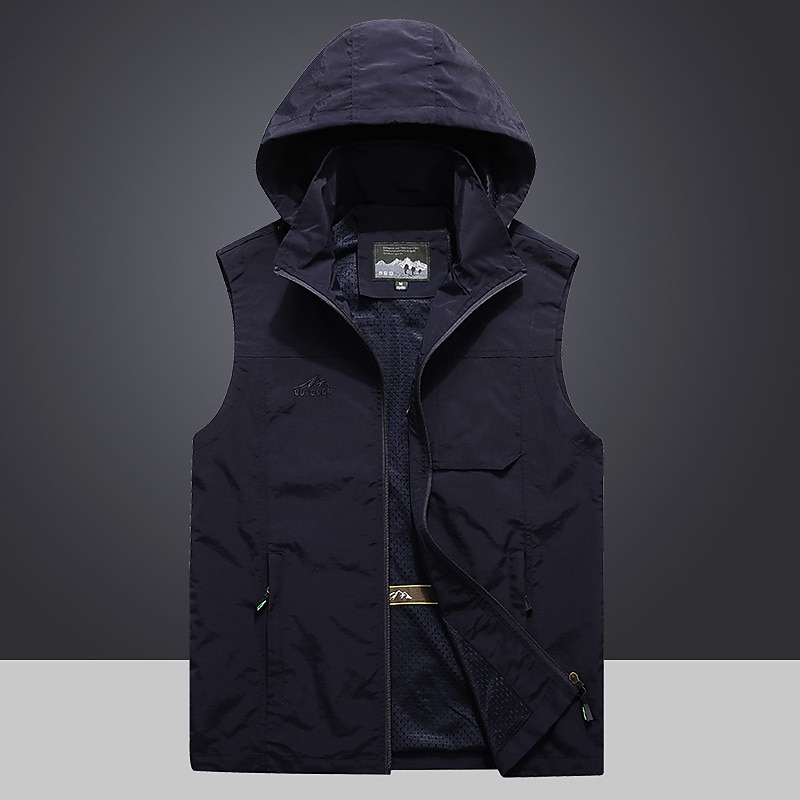 Men's Fishing Vest Hiking Vest Sleeveless Jacket Coat Top Outdoor Breathable Quick Dry Ultraviolet Resistant Multi Pockets Pocket Basic POLY Black Army Green Khaki Fishing Climbing Beach2