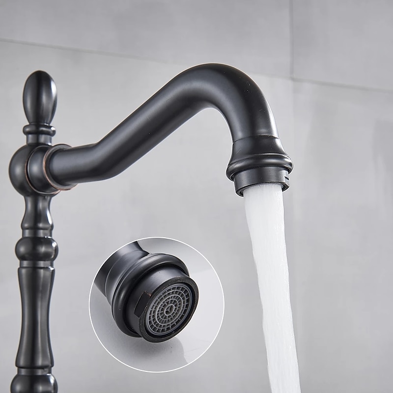 Kitchen faucet - Single Handle One Hole Oil-rubbed Bronze Standard Spout Centerset Antique Kitchen Taps with Soap Dispensor4