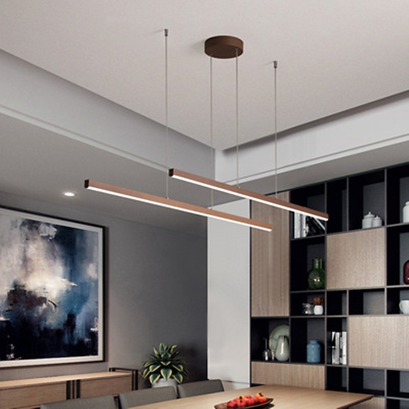LED Linear Pendant Light Kitchen Island Light Office Light 1 Head 2 Heads Chandelier Aluminum Modern Style Stylish Painted Finishes 220-240V 110-120V2