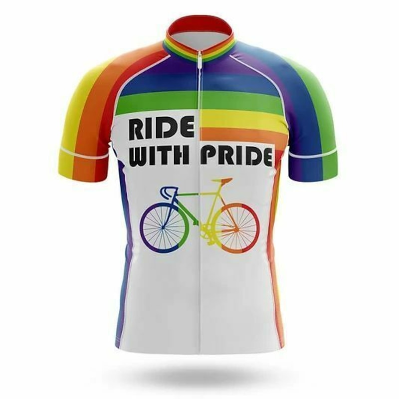Men's Cycling Jersey Rainbow Funny LGBT Short Sleeve Bike Jersey Top with 3 Rear Pockets Mountain Bike MTB Road Bike Cycling Quick Dry Soft Back Pocket Comfortable Sports Black White Yellow Clothing3